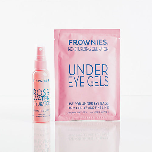 frownies bright eyes bundle rose water facial toner and reusable under eye gels 