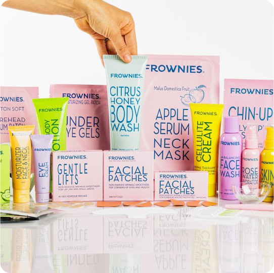 full range of frownies natural and organic skincare product line
