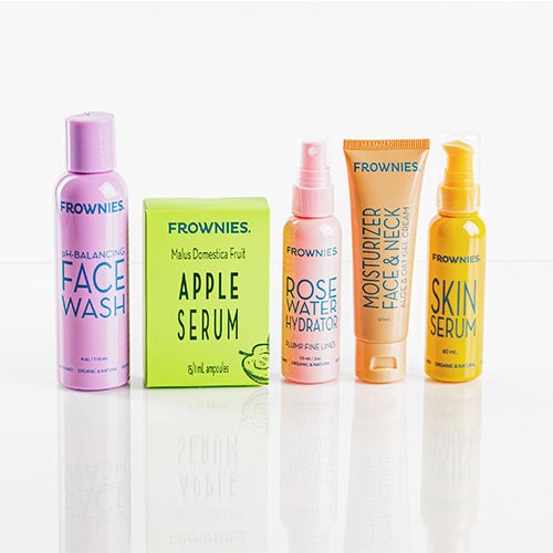 five organic skincare products in Frownies Skincare Basics  The Frownies   