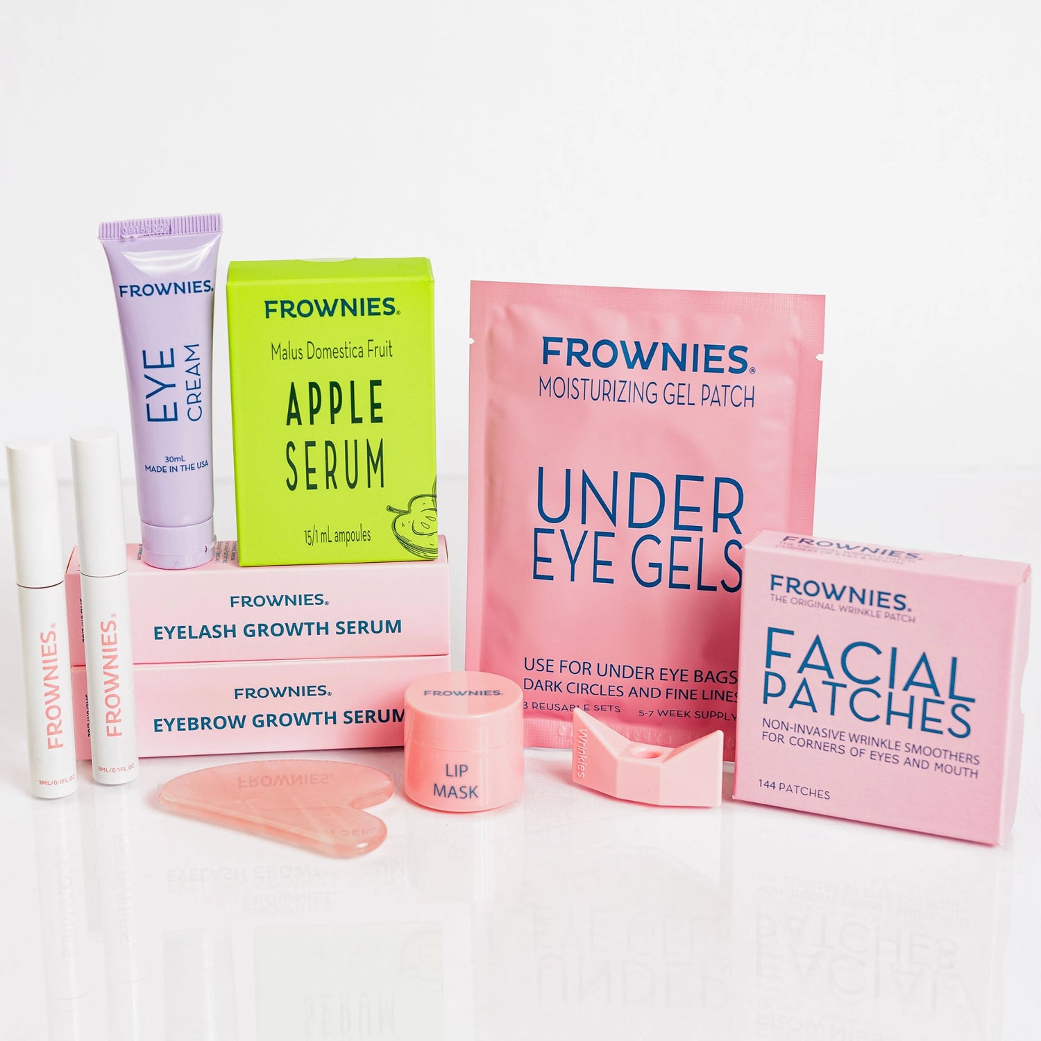 A group of Frownies products shown together on a clean white background.