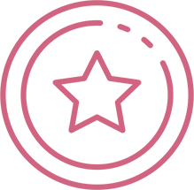 pink icon of star inside a circle