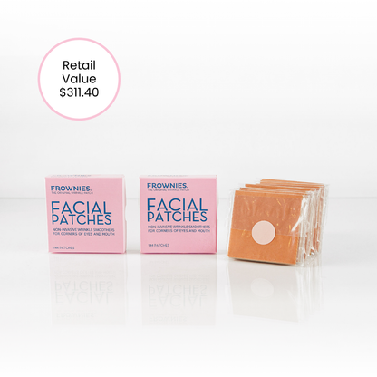 frownies bulk bundle with two boxes of facial patches for corners of the eyes and mouth and 10 refills , retail value of $311.40
