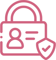 pink icon of lock with check mark